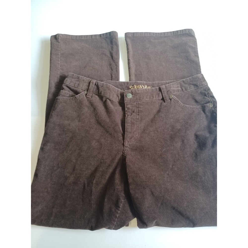 St. John's Bay Womans Size 14 p Brown Corduroy Stretch Bootcut Pants